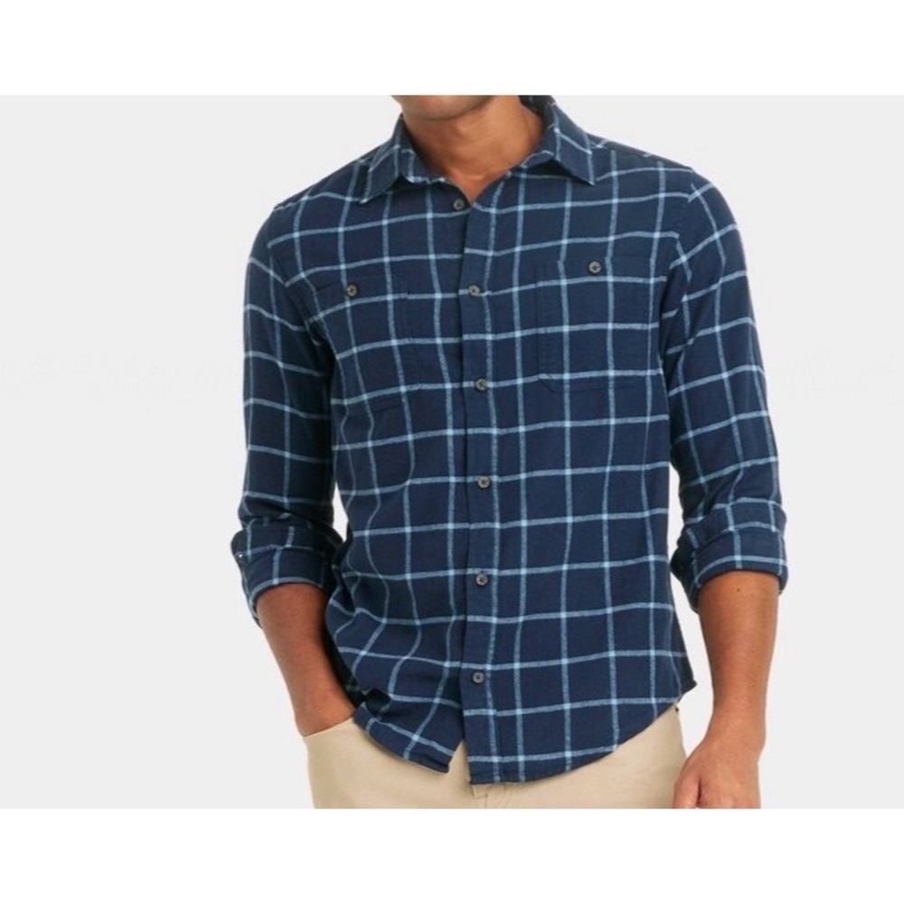 Men's Mid-weight Flannel Long Sleeve Button-Down Shirt - Goodfellow & Co sz M